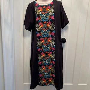 World Market black embroidered midi dress